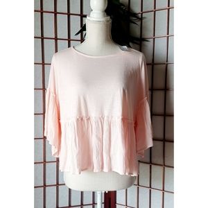 Coco & Jamieson Pink Ruffle Tunic Top